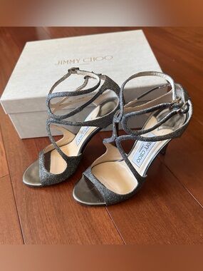 Jimmy Choo anthracite Lang strappy sandals